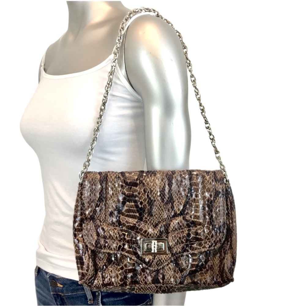 Snakeskin Print Brown Handbag